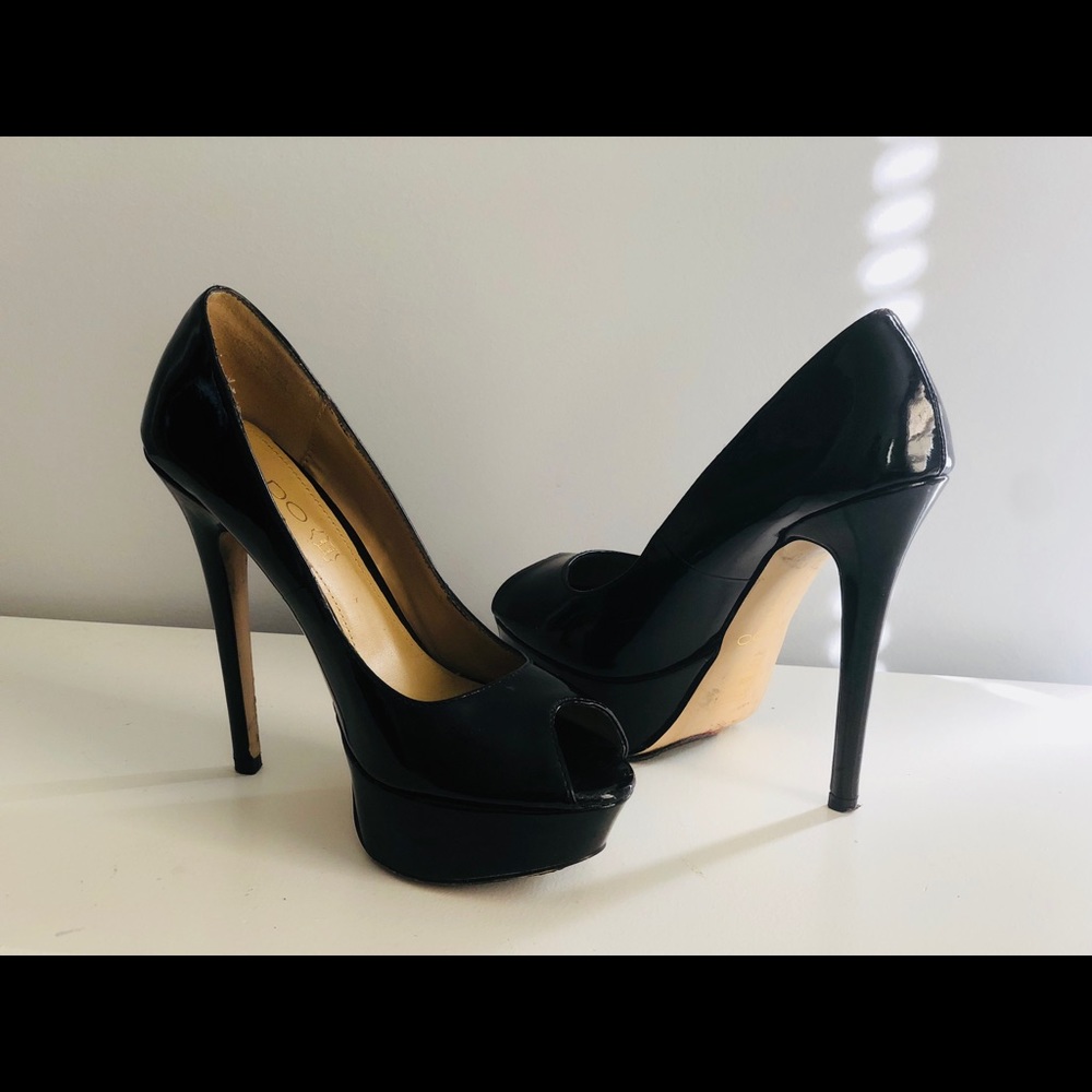 Aldo Platform Peeptoe Black Pump